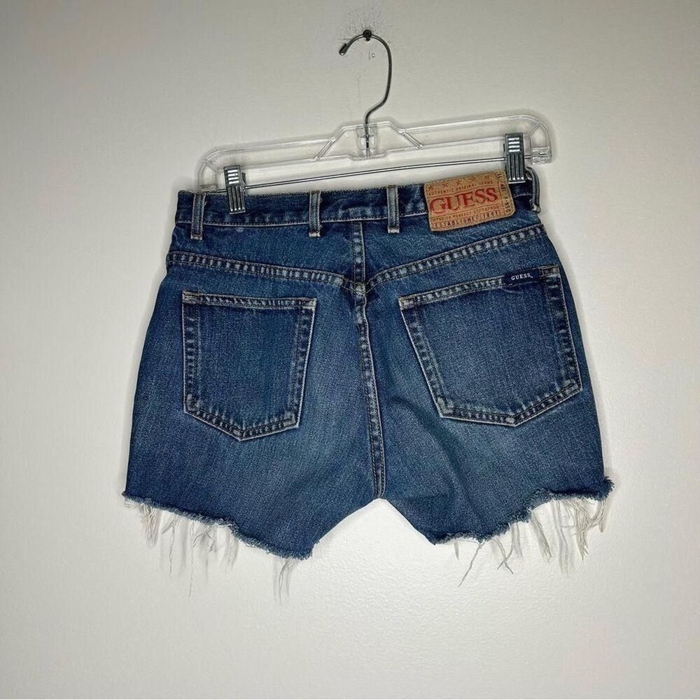 vintage distressed y2k 2000s Guess Women's Blue Shorts - Picture 8 of 8